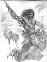 Conan & Swamp Monster Comic Art